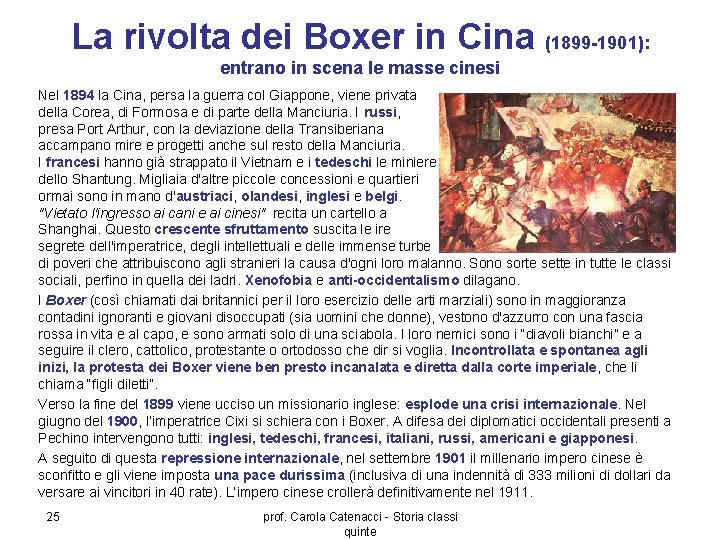 La rivolta dei Boxer in Cina (1899 -1901): entrano in scena le masse cinesi