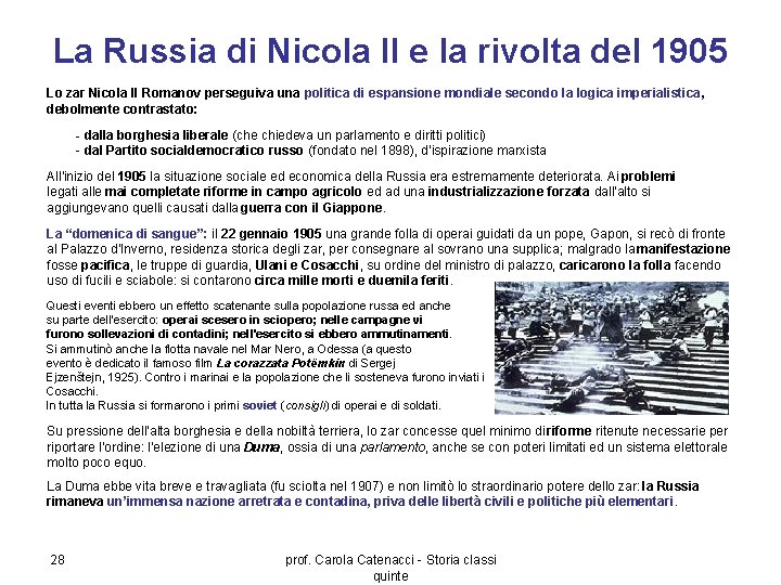 La Russia di Nicola II e la rivolta del 1905 Lo zar Nicola II
