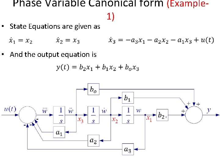 Phase Variable Canonical form (Example • State Equations are given as • And the