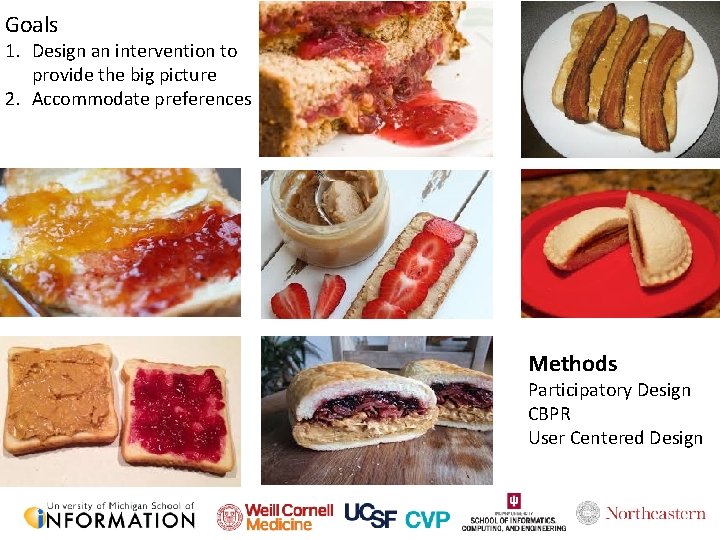 Goals 1. Design an intervention to provide the big picture 2. Accommodate preferences Methods