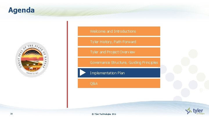 Agenda Welcome and Introductions Tyler History, Path Forward Tyler and Project Overview Governance Structure,