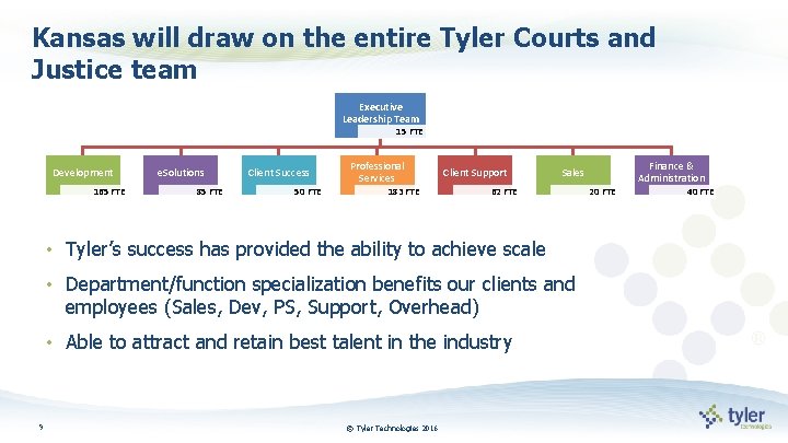 Kansas will draw on the entire Tyler Courts and Justice team Executive Leadership Team