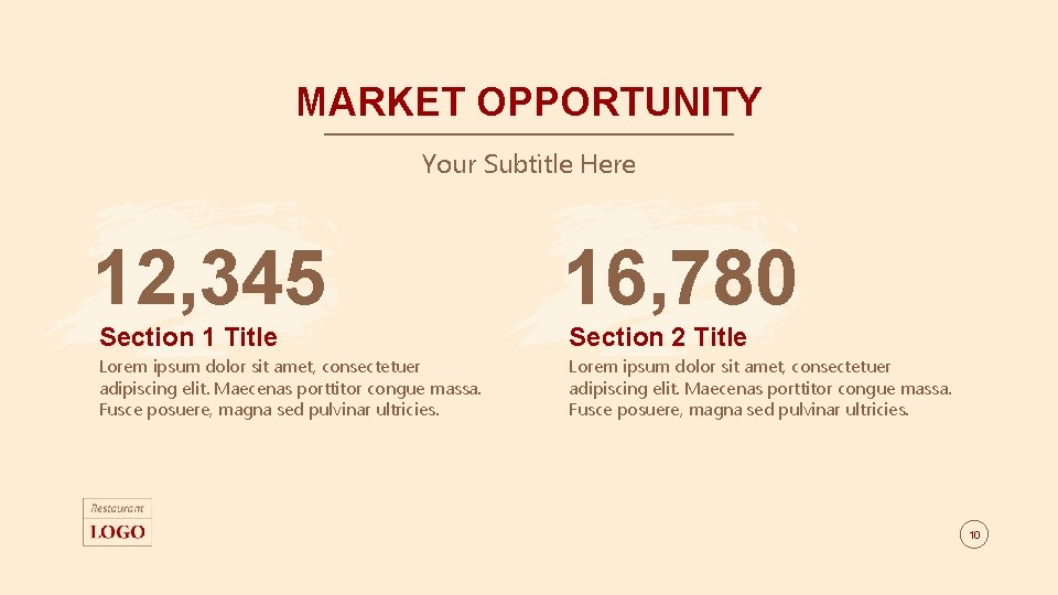 MARKET OPPORTUNITY Your Subtitle Here 12, 345 16, 780 Section 1 Title Section 2