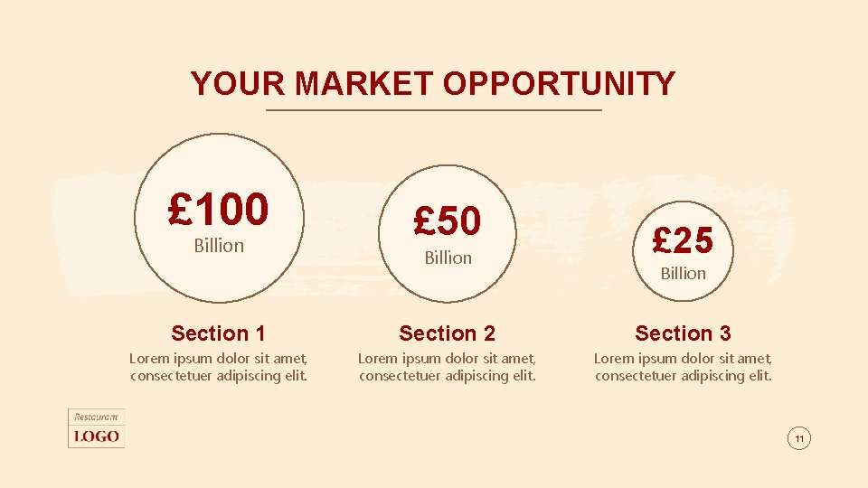 YOUR MARKET OPPORTUNITY £ 100 £ 50 Billion £ 25 Section 1 Section 2