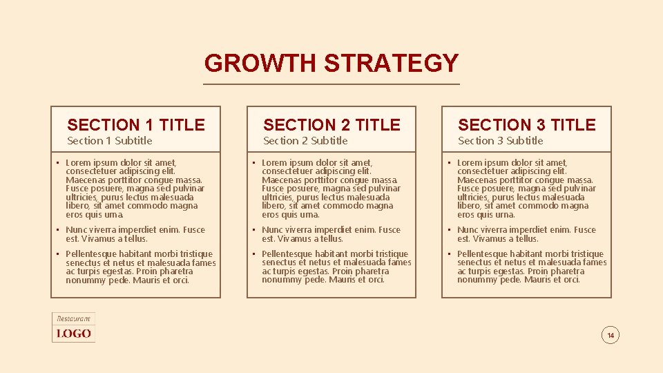 GROWTH STRATEGY SECTION 1 TITLE SECTION 2 TITLE SECTION 3 TITLE • Lorem ipsum