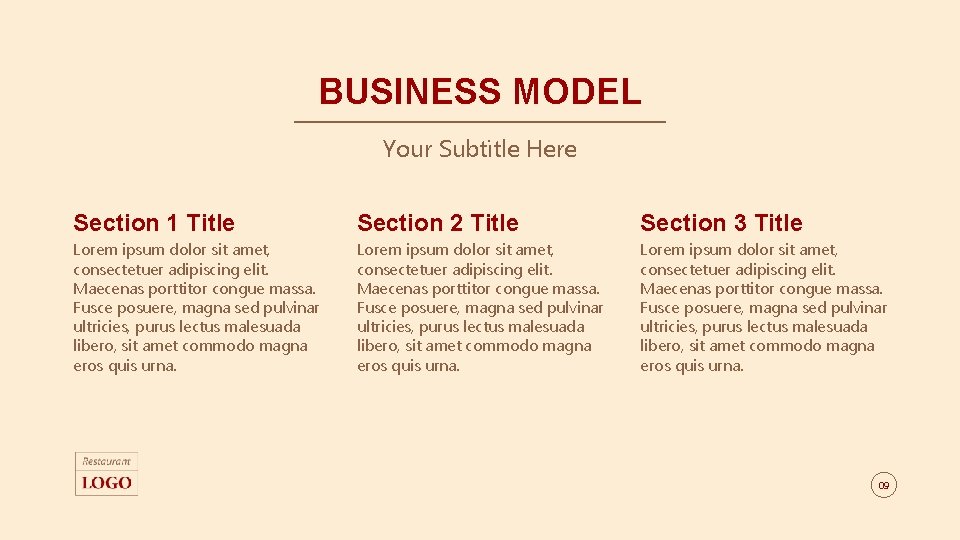 BUSINESS MODEL Your Subtitle Here Section 1 Title Section 2 Title Section 3 Title