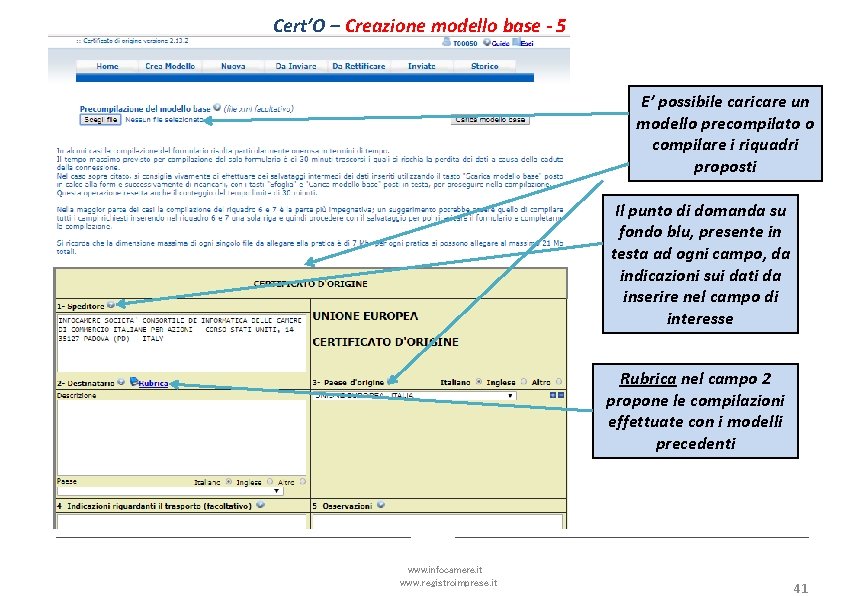 Cert’O – Creazione modello base - 5 E’ possibile caricare un modello precompilato o