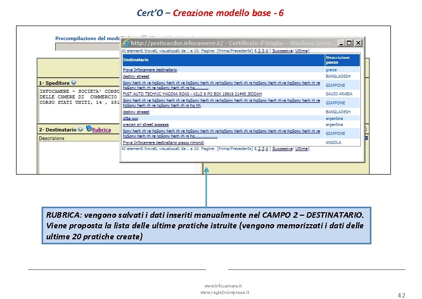 Cert’O – Creazione modello base - 6 RUBRICA: vengono salvati i dati inseriti manualmente