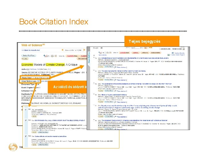 Book Citation Index Teljes bejegyzés Az idéző és idézett irodalom 
