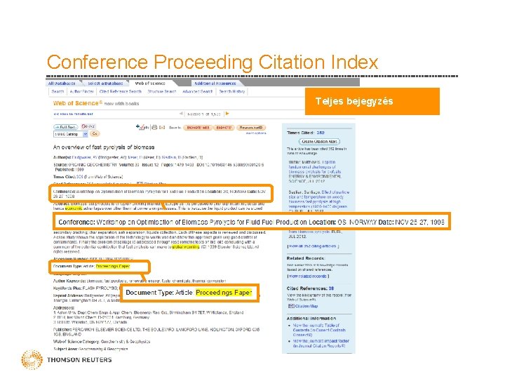 Conference Proceeding Citation Index Teljes bejegyzés 