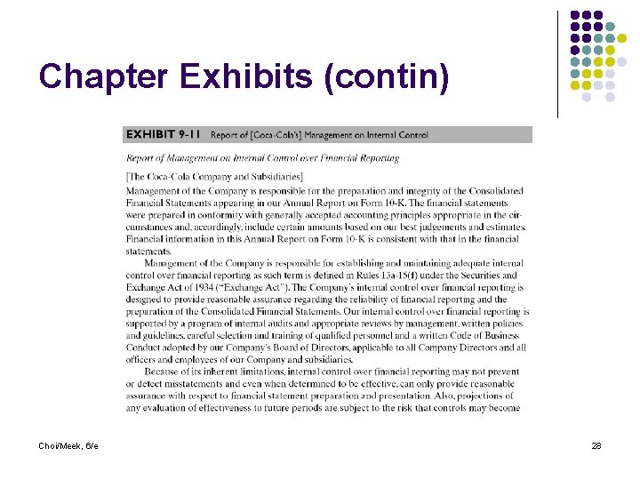 Chapter Exhibits (contin) Choi/Meek, 6/e 28 