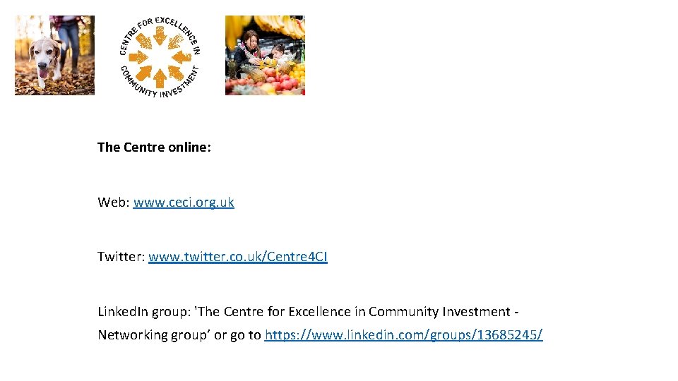 The Centre online: Web: www. ceci. org. uk Twitter: www. twitter. co. uk/Centre 4