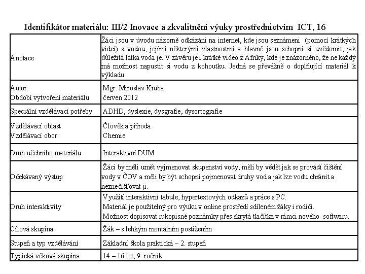 Identifikátor materiálu: III/2 Inovace a zkvalitnění výuky prostřednictvím ICT, 16 Anotace Žáci jsou v Identifikátor materiálu: III/2 Inovace a zkvalitnění výuky prostřednictvím ICT, 16 Anotace Žáci jsou v