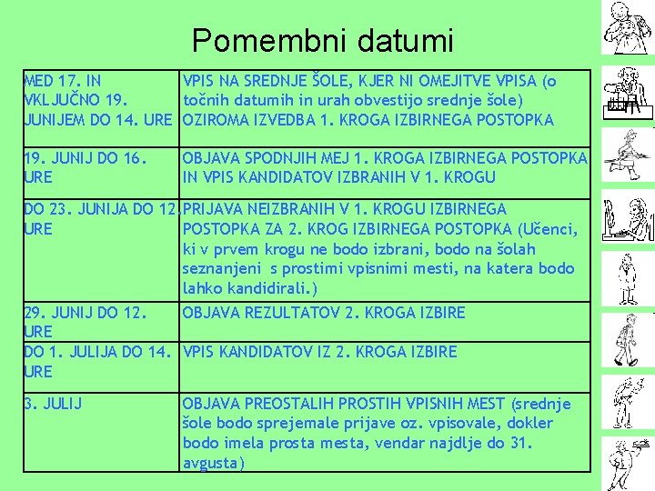 Pomembni datumi MED 17. IN VPIS NA SREDNJE ŠOLE, KJER NI OMEJITVE VPISA (o