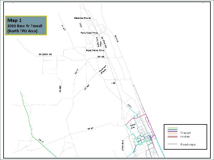 CR 13 2010 Base Yr Transit (North TPO Area) US 1 Matanzas Woods Map