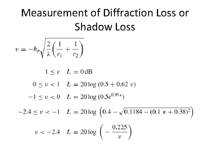 Measurement of Diffraction Loss or Shadow Loss 