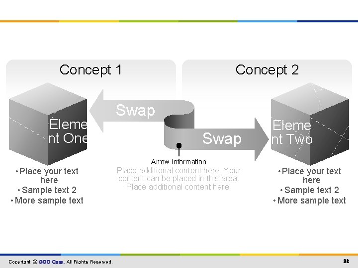 Concept 1 Eleme nt One • Place your text here • Sample text 2