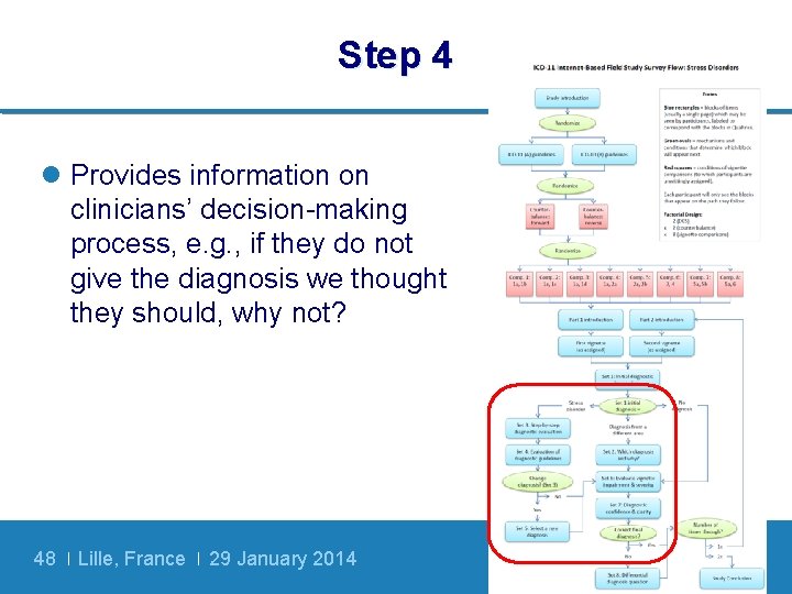 Step 4 l Provides information on clinicians’ decision-making process, e. g. , if they