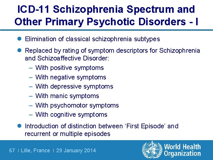 ICD-11 Schizophrenia Spectrum and Other Primary Psychotic Disorders - I l Elimination of classical