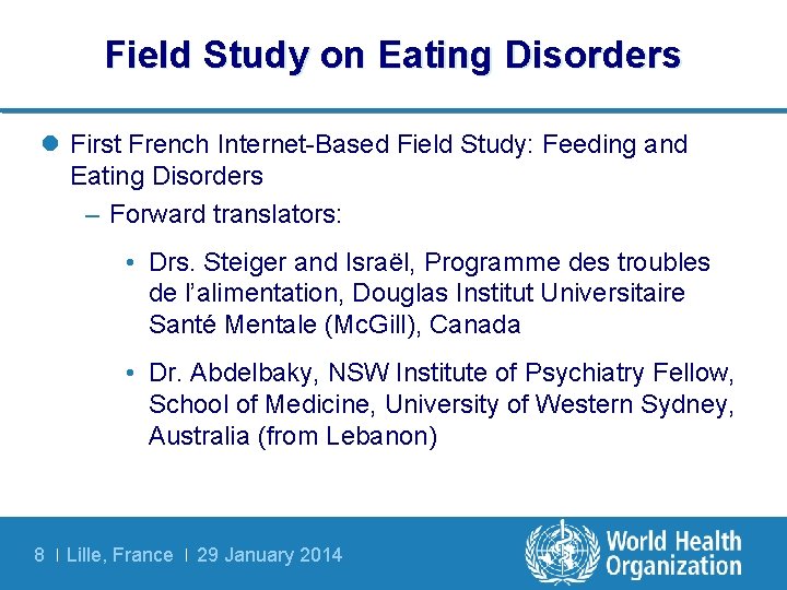 Field Study on Eating Disorders l First French Internet-Based Field Study: Feeding and Eating