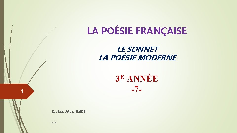 LA POSIE FRANAISE LE SONNET LA POSIE MODERNE