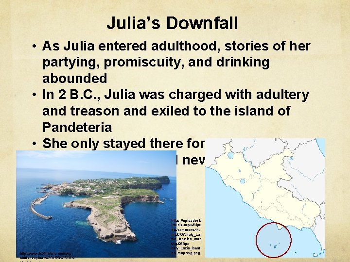 Julia’s Downfall • As Julia entered adulthood, stories of her partying, promiscuity, and drinking