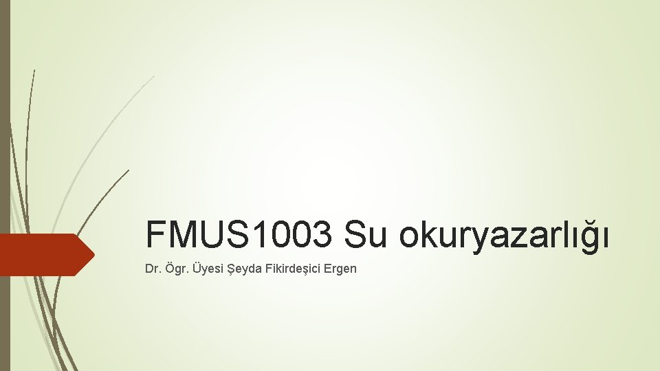 FMUS 1003 Su okuryazarlığı Dr. Ögr. Üyesi Şeyda Fikirdeşici Ergen 