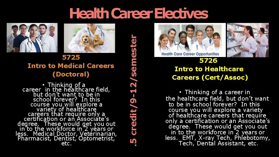 5725 Intro to Medical Careers (Doctoral) • Thinking of a career in the healthcare