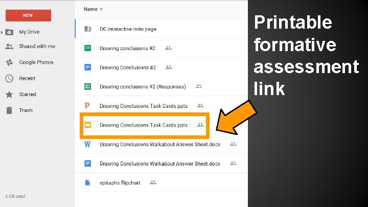 Printable formative assessment link 