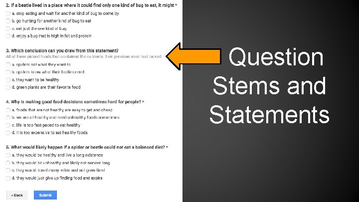 Question Stems and Statements 