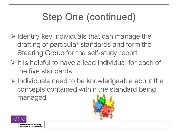 Step One (continued) Ø Identify key individuals that can manage the drafting of particular