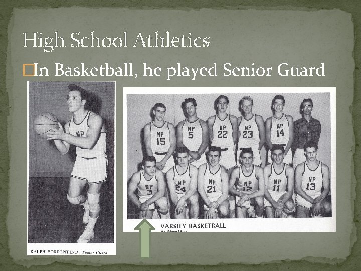 High School Athletics �In Basketball, he played Senior Guard 