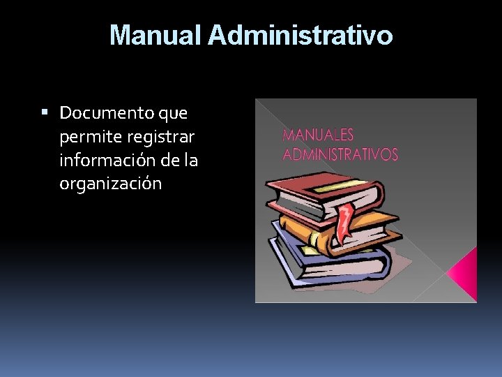 Manual Administrativo Documento que permite registrar información de la organización 