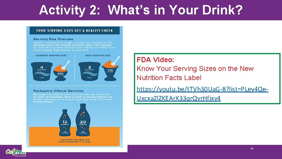 Activity 2: What’s in Your Drink? FDA Video: Know Your Serving Sizes on the