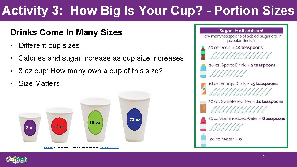 Activity 3: How Big Is Your Cup? - Portion Sizes Drinks Come In Many