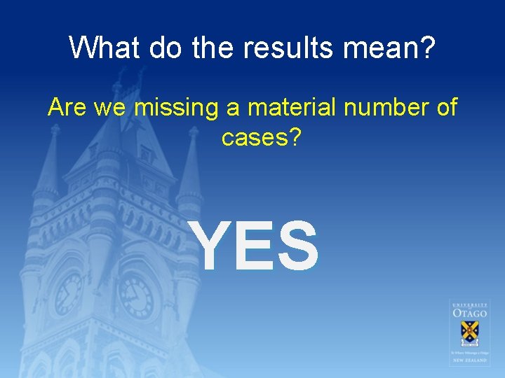 What do the results mean? Are we missing a material number of cases? YES