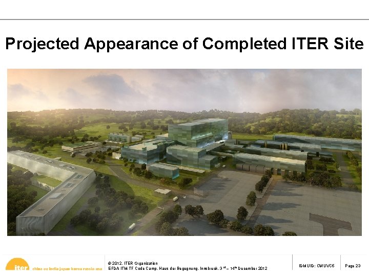 Projected Appearance of Completed ITER Site © 2012, ITER Organization EFDA ITM-TF Code Camp,