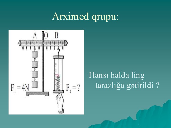 Arximed qrupu: Hansı halda ling tarazlığa gətirildi ? 