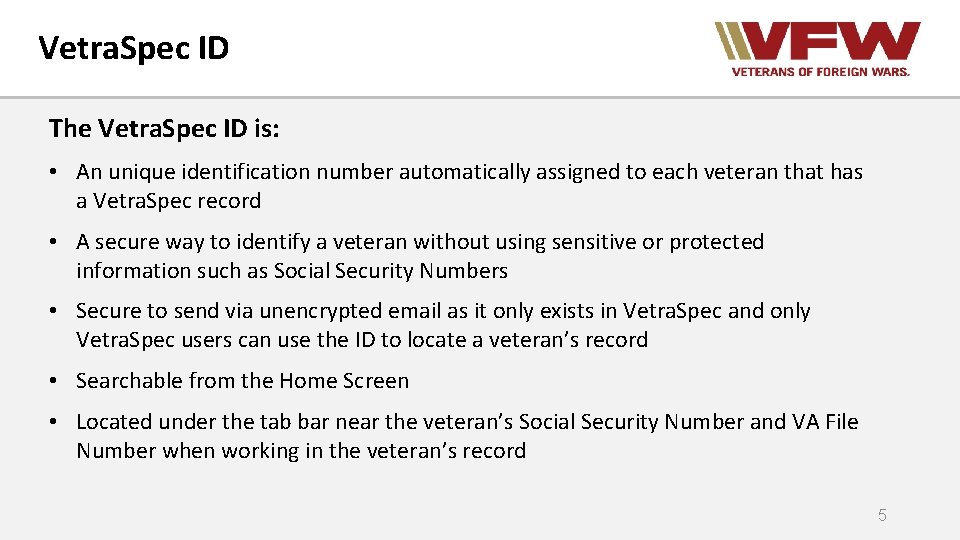 Vetra. Spec ID The Vetra. Spec ID is: • An unique identification number automatically