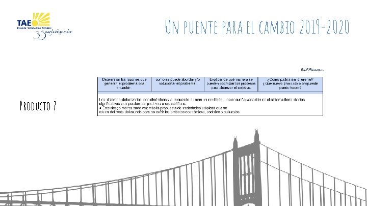 Un puente para el cambio 2019 -2020 Producto 7 