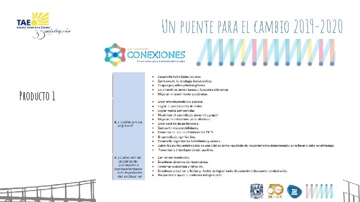 Un puente para el cambio 2019 -2020 Producto 1 