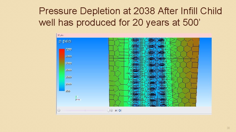 Pressure Depletion at 2038 After Infill Child well has produced for 20 years at