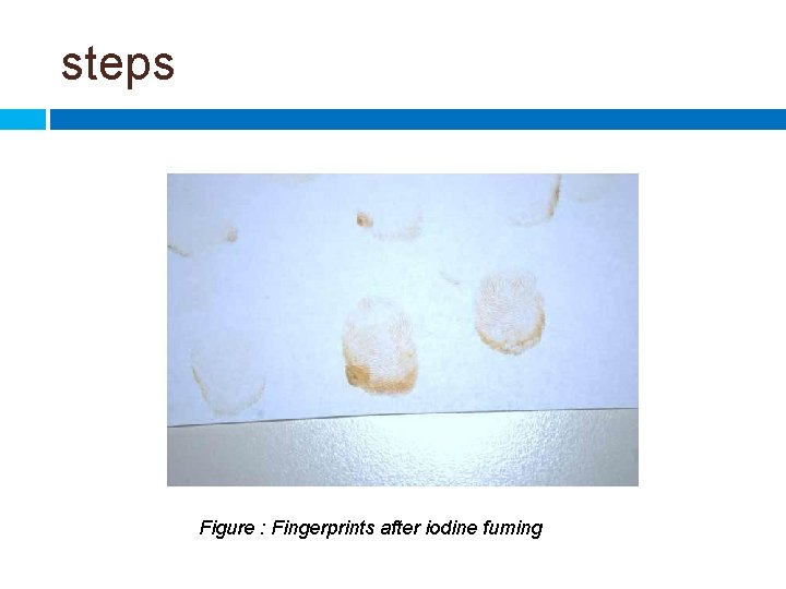 steps Figure : Fingerprints after iodine fuming 