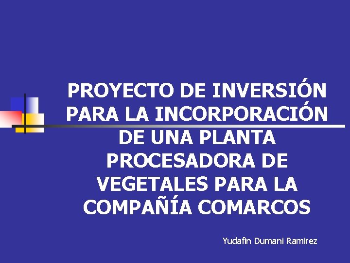 PROYECTO DE INVERSIÓN PARA LA INCORPORACIÓN DE UNA PLANTA PROCESADORA DE VEGETALES PARA LA