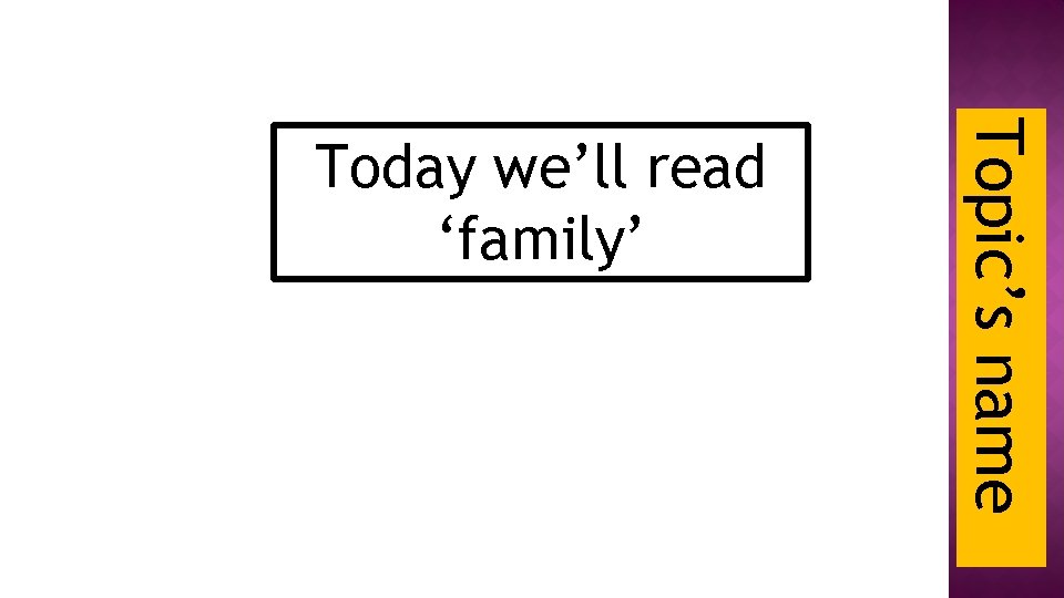 Topic’s name Today we’ll read ‘family’ 