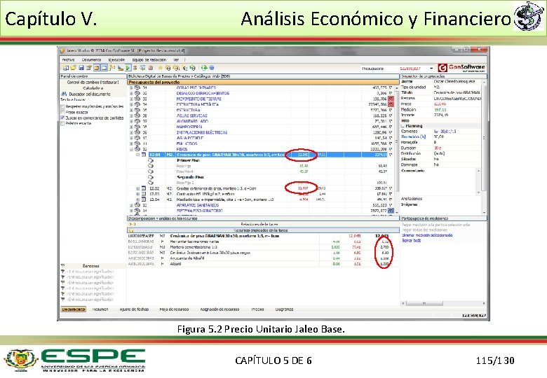 Capítulo V. Análisis Económico y Financiero Figura 5. 2 Precio Unitario Jaleo Base. CAPÍTULO