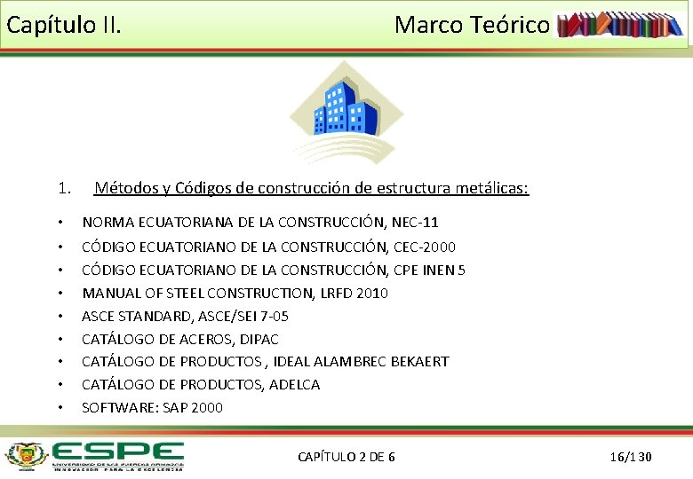 Capítulo II. 1. Marco Teórico Métodos y Códigos de construcción de estructura metálicas: •