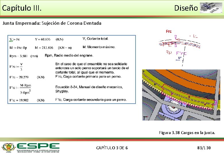 Capítulo III. Diseño Junta Empernada: Sujeción de Corona Dentada Figura 3. 38 Cargas en