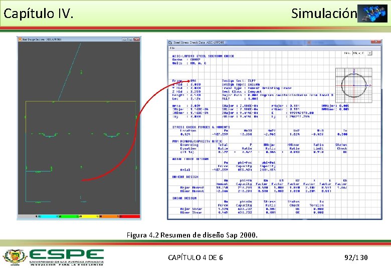 Capítulo IV. Simulación Figura 4. 2 Resumen de diseño Sap 2000. CAPÍTULO 4 DE