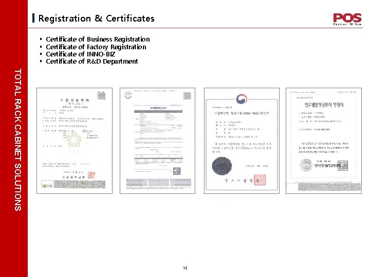 Registration & Certificates § § Certificate of of Business Registration Factory Registration INNO-BIZ R&D
